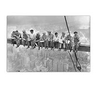 HOPNRU Rétro noir et blanc déjeuner gratte-ciel acier travailleur affiche mur Art photo impression toile peinture salon décoration (30x45cm-Sans cadre)