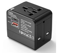 Hoppac Adattatore Universale da Viaggio, USB-C PD 20W e USB-A QC 18W