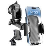 Hoppac Porte Telephone Voiture, Support Téléphone Voiture Ventouse Socles Portable pour Automobile, Tableau de Bord et Voiture Pare Brise, 360 Rotation, Un Bouton de Libération, pour 4-7 in Smartphone