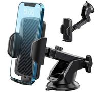 Hoppac Support Telephone Voiture, Porte Téléphone Voiture Tableau de Bord et Voiture Pare-Brise, 360 Degrés Rotation, Un Bouton de Libération, pour 4-7 in Smartphone