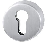 HOPPE 10799485 Rosace intérieure ronde avec perforation PZ, cylindre profilé, porte d'entrée, diamètre 52 x 8 mm, acier inoxydable mat