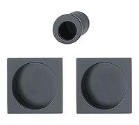 HOPPE 11699310 4921 Ensemble de cosses pour porte coulissante sans serrure, rosace carrée BL Noir mat