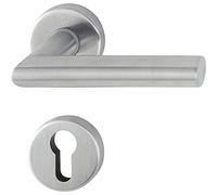 Hoppe 3286420 Garniture de poignée Amsterdam avec rosace PZ Cylindre profilé, acier inoxydable,Inox Mat