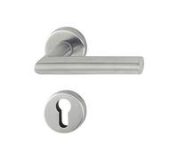 Hoppe 3286420 Garniture de poignée Amsterdam avec rosace PZ Cylindre profilé, acier inoxydable,Inox Mat