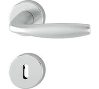 Hoppe 3369858 New York Poignée de porte avec rosace, rosace avec trou ovale, en aluminium anodisé argent