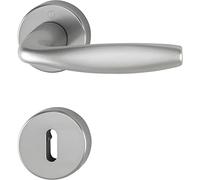 Hoppe 3369866 New York Poignée de porte avec rosace, rosace avec trou ovale, en aluminium, aspect acier inoxydable