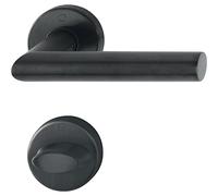 HOPPE Amsterdam 12033224 Poignée de porte sur rosace WC en acier inoxydable Noir mat