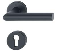 HOPPE Amsterdam 12033236 Poignée de porte sur rosace PZ en acier inoxydable noir mat