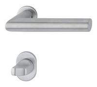 HOPPE Amsterdam Poignée de porte en acier inoxydable avec mini rosace WC, épaisseur de porte 40-45