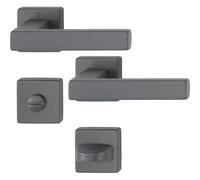 Hoppe Austin Lot de 2 poignées de porte sur rosace WC, TS 37-42 mm, aluminium, noir sable