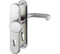 Hoppe Garniture de porte Porte d'entrée Paris - ö Norme Distance 88 mm, acier inoxydable mat, plaque longue vérification Profil Protection pour épaisseur de porte 42-47 mm, sans Kern Cylindre, : RC2 après virole en 1906, 1 pièce de sécurité
