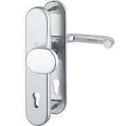 Hoppe Garniture de porte Porte d'entrée Paris - ö Norme Distance 88 mm, argent anodisé, plaque longue Profil Protection pour épaisseur de porte 42-47 mm, sans Kern Cylindre, contrôle : RC2 après virole en 1906, 1 pièce de sécurité
