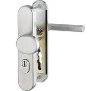 HOPPE Garniture de sécurité Amsterdam 3898258 - Norme DIN - Distance 92 mm - En acier inoxydable mat - Cylindre profilé pour épaisseur de porte 67-72 mm - Avec protection anti-traction - Classe 3