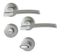 Hoppe Poignée de Montagnes avec rosace WC, laiton chromé/effet acier inoxydable, 2855846