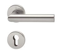 HOPPE Poignée de porte à rosace Amsterdam, Acier inoxydable, mat, pour l'intérieur, poignée de porte/Cylindre de porte