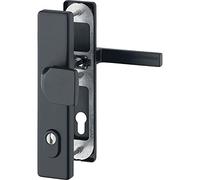 HOPPE Poignée de porte Austin PZ - Poignée de porte + poignée de porte et plaque RC2 avec protection anti-traction - Aluminium noir mat