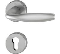 HOPPE Poignée de porte d'entrée FH New York - Effet aluminium - Rosace à clé pour portes intérieures - Épaisseur de porte 40-45 mm - Rosace ronde PZ