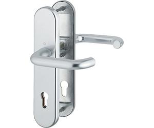 Hoppe Porte d'entrée Poignée de porte Paris - ö Norme Distance 88 mm, argent anodisé, plaque longue Profil Protection pour épaisseur de porte 42-47 mm, sans Kern Cylindre, contrôle : RC2 après virole en 1906, 1 pièce de sécurité