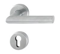 HOPPE Sertos Amsterdam Poignée de porte sur rosace en acier inoxydable mat 40 à 45 mm