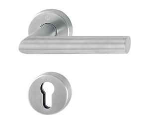 HOPPE Sertos Amsterdam Poignée de porte sur rosace en acier inoxydable mat 40 à 45 mm