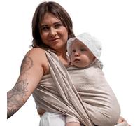 Hoppediz Écharpe de portage tissée pour bébé dès la naissance, nouveau-né à tout-petit, mélange de lin kbA, Grenade nature 4,60 m