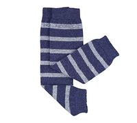 HOPPEDIZ® Jambières en laine bleu par gris bandes