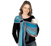 Hoppediz Ring-Sling, Porte-bébé pour les Nouveau-nés et Bébés, Écharpe de portage avec deux anneaux en aluminium, 0-36 mois, 3-20 kg, Brighton
