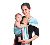 Hoppediz Ring-Sling, Porte-bébé pour les Nouveau-nés et Bébés, Écharpe de portage avec deux anneaux en aluminium, 0-36 mois, 3-20 kg, Brest