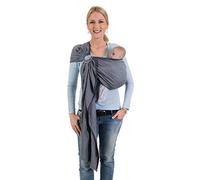 Hoppediz Ring-Sling, Porte-bébé pour les Nouveau-nés et Bébés, Écharpe de portage avec deux anneaux en aluminium, 0-36 mois, 3-20 kg, London noir-blanc
