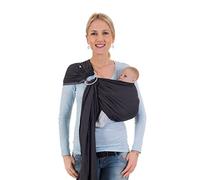 Hoppediz Ring-Sling, Porte-bébé pour les Nouveau-nés et Bébés, Écharpe de portage avec deux anneaux en aluminium, 0-36 mois, 3-20 kg, London noir-gris