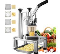 Hopper de légumes commerciaux à 4 lames, coupe-pomme de terre manuelle avec bandes de 9/12 mm et cors de fruits, trancheuse en acier inoxydable pour frites/salades (40x30x20cm)