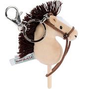 Hoppimals Hoppihorse by Porte-clés Mini Cheval Bâton avec Rênes Réelles - Tête de Cheval en Peluche sur Bâton en Bois - Miniature Hobby Horse