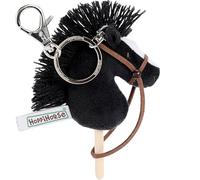 Hoppimals Hoppihorse by Porte-clés Mini Cheval Bâton avec Rênes Réelles - Tête de Cheval en Peluche sur Bâton en Bois - Miniature Hobby Horse