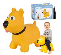 Hoppimals Sauteur en caoutchouc pour enfants avec pompe, motif chien, jaune