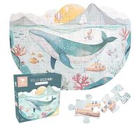 Hoppla - Puzzle Enfant XL - Baleine Hello Ocean - Puzzle géant, 60x43cm - 54 pièces - Dès 4 Ans - Puzzle Baleine, Animaux mer, Bateau - Cadeau Enfant