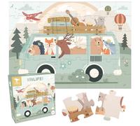 Hoppla - Puzzle Enfant XL - Van Life - Puzzle Géant 69x49cm - 48 Pièces - Dès 4 Ans - Puzzle Animaux, Véhicule, Musique - Cadeau Garçon, Fille
