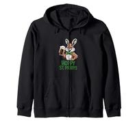 Hoppy St Paddys Funny Mountain Hare Beer Illustration Irlandaise Sweat à Capuche