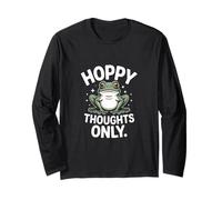 Hoppy Thoughts Only Cute Frog Pun Pun Spring Happy Manche Longue