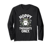 Hoppy Thoughts Only Cute Frog Pun Pun Spring Happy Manche Longue