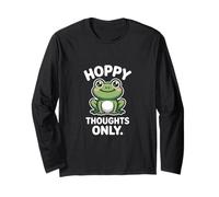 Hoppy Thoughts Only Cute Frog Pun Pun Spring Happy Manche Longue