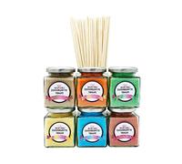 Hopser Food Fun Sucre à barbe à papa dans un bocal en verre pour machine à barbe à papa avec 50 bâtons de barbe à papa | Sucre aromatique coloré Premium | 6 x 175 grammes
