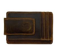 HOPSOOKEN Porte-Monnaie RFID Poche Avant Portefeuille Hommes Cuir Slim Minimaliste Portefeuille Crazy Horse Deep Brown, S