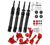 HopsupRC Pièces de mise à niveau pour Traxxas Slash/Rustler/Stampede/Hoss 4x4 VXL 4 roues motrices, arbre d'entraînement avant arrière CVD et blocs de direction en acier inoxydable, moyeux C, supports d'essieu, roue hexagonale, rouge