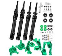 HopsupRC Pièces de mise à niveau pour Traxxas Slash/Rustler/Stampede/Hoss 4x4 VXL 4 roues motrices, arbre d'entraînement avant arrière CVD et blocs de direction en acier inoxydable, moyeux C, supports d'essieu, roue hexagonale, vert