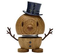 Hoptimist Snowman, figurine de Noël & porte-bonheur, design scandinave, décoration pour salon, bureau, chambre & rebord de fenêtre, drôle figurine bonhomme de neige en chêne, 9,5 x 5,9 x 7,8 cm