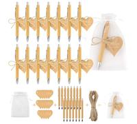 Hopton Lot de 15 stylos à bille en bois avec carte en forme de cœur, cadeaux d'invités, cadeaux pour collègues, remerciement pour mariage, anniversaire, communion, baptême