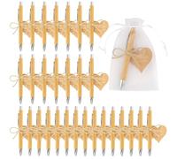 Hopton Lot de 30 stylos à bille en bois avec carte en forme de cœur, cadeaux pour différentes occasions (mariage, anniversaire, communion, baptême, remerciement)