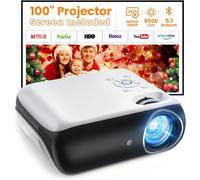 Hopvision Videoprojecteur, 9500Lumen Projecteur 4K Home Cinema, Mini Projecteur Portable Bluetooth 5.1, Retroprojecteur Compatible avec Hdmi/Usb/Av/Smartphone/Pad/PS5/Laptop