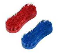 Hopzab Lot de 2 brosses de toilettage en silicone pour cheval - Outil de massage équestre durable pour soins de la crinière, de la queue et du corps (rouge + bleu)