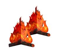 Hopzab Lot de 2 fausses flammes artificielles en carton 3D pour feux de camp, fêtes de Pâques, Halloween, Noël